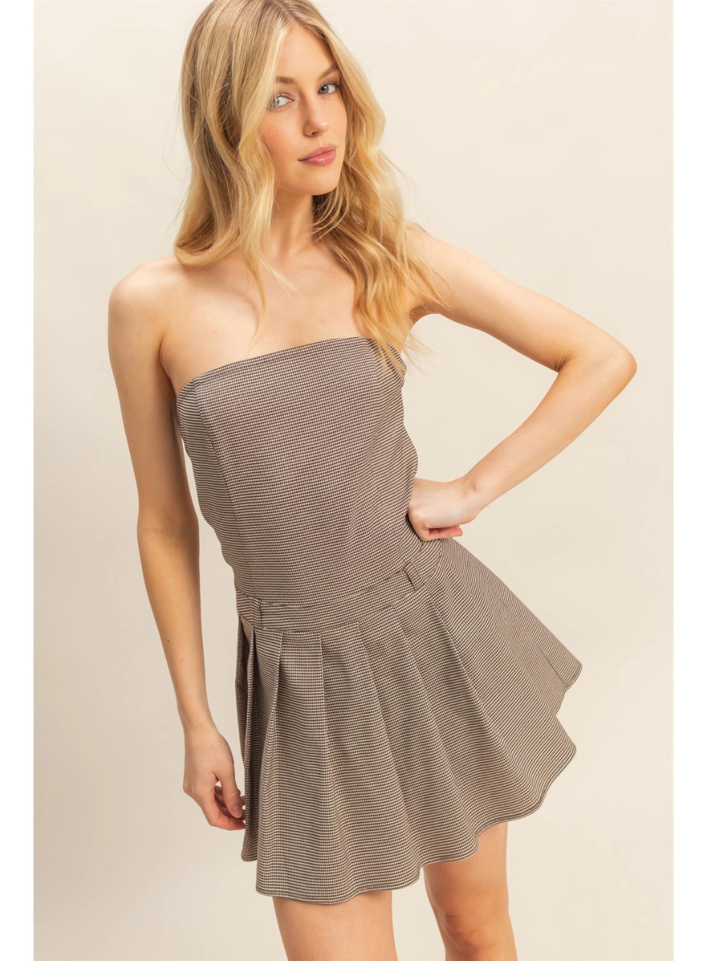 knee length dresses for ladies Talentless Women's Waffle Sleeveless Dress Bone main image 0