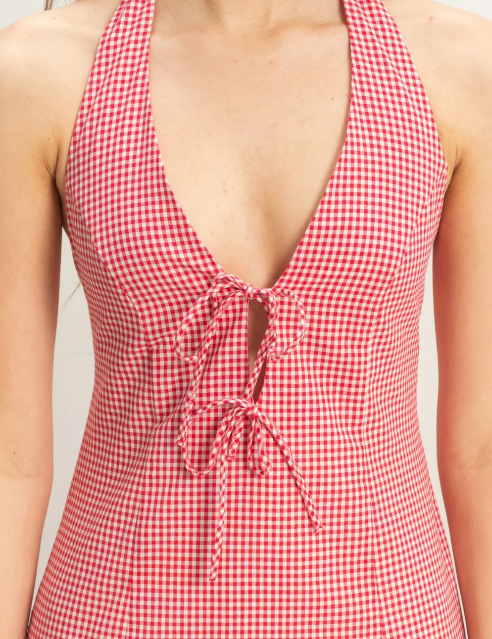 GinghamHalterNeckFrontTieMiniDressinRed..png