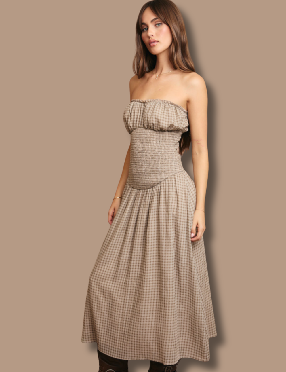 StraplessTaupeGinghamMidiSmockedDress_021d9118-c1bf-43d5-a19b-baba523e0d12.png