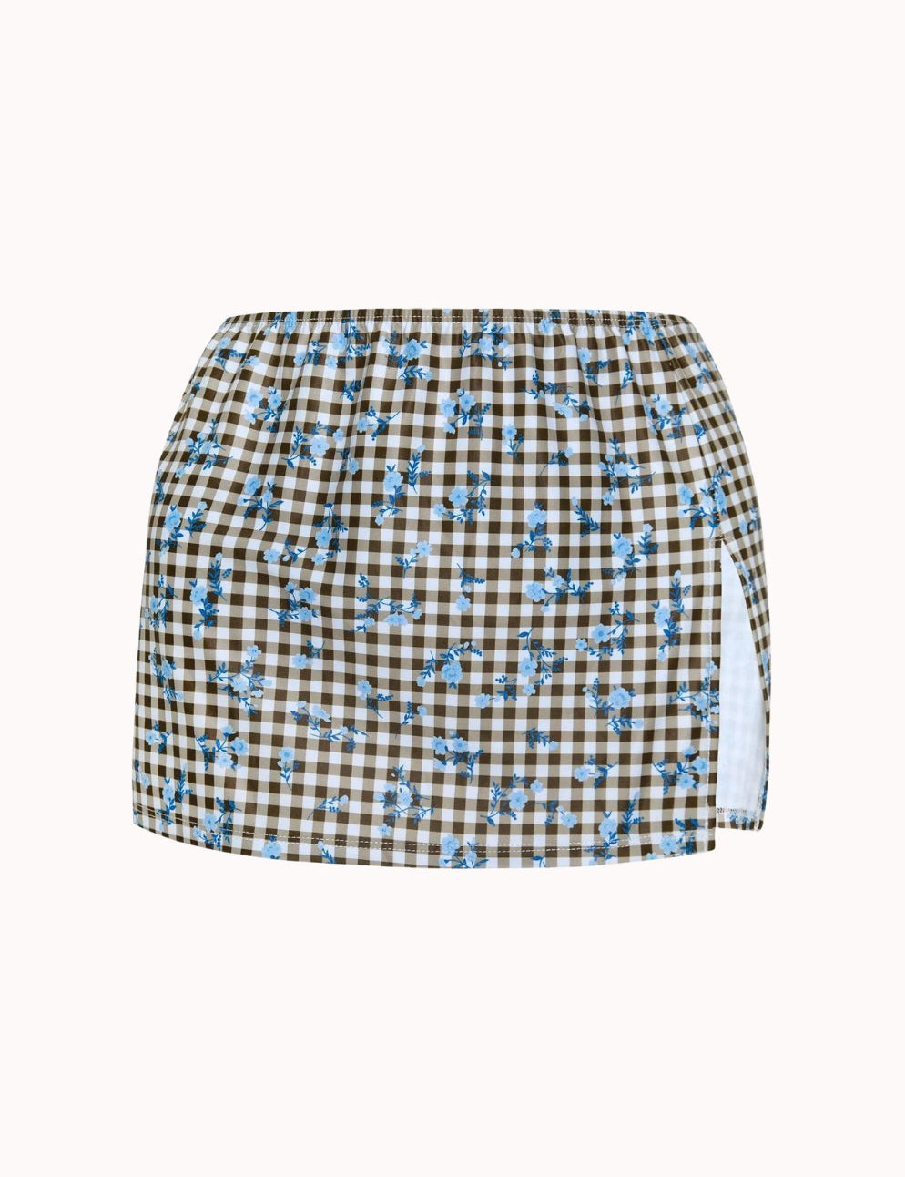 Goby Skirt In Floral Gingham Brown - Highly Praise