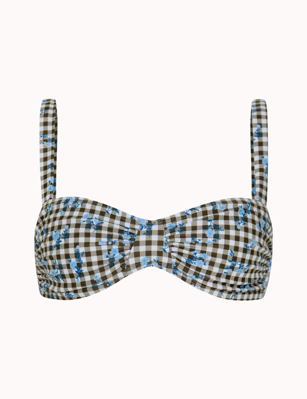Panave Bikini Top In Floral Gingham Brown - Highly Praise