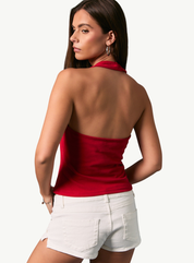 American Flag Halter Neck Sleeveless Top