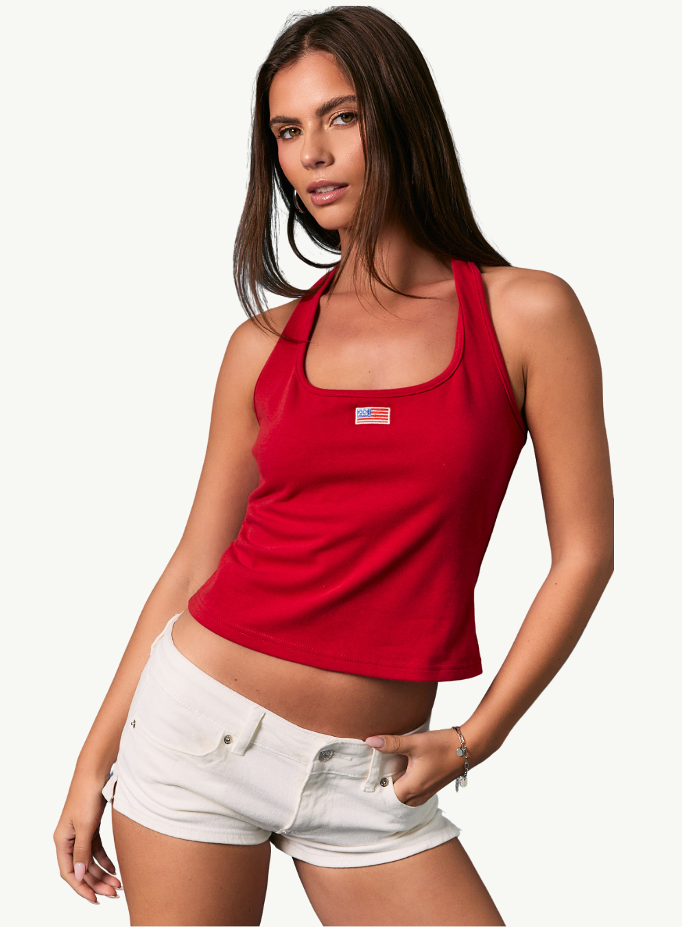 American Flag Halter Neck Sleeveless Top