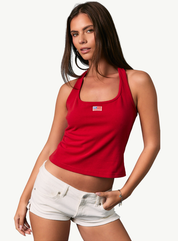 American Flag Halter Neck Sleeveless Top