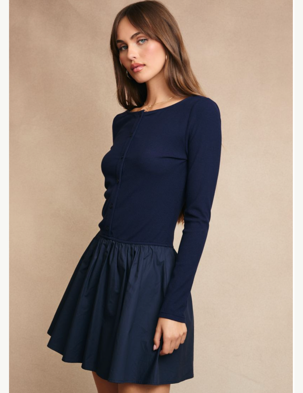 Boat Neck Knit Top Mini Dress Boat Neck Knit Top Mini Dress