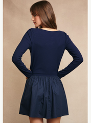 Boat Neck Knit Top Mini Dress
