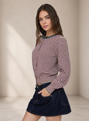 Camden Stripe Cardigan | Burgundy