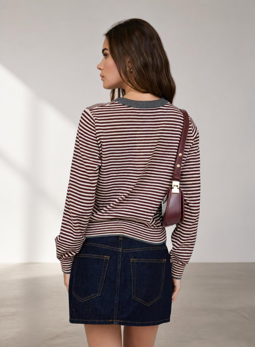 Camden Stripe Cardigan | Burgundy