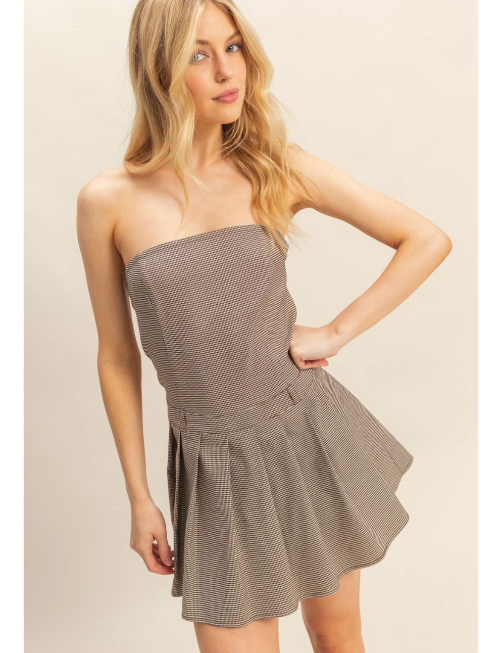 Chic Micro-Check Mini Dress Highly Praise Chic Micro-Check Mini Dress Highly Praise