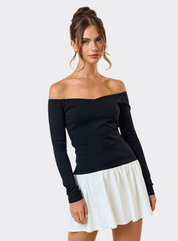 Contrast Patchwork Off Shoulder Flared Mini Dress