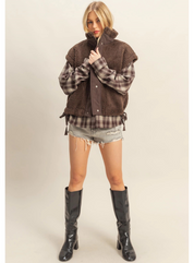 Cozy Sherpa Vest Jacket with Tie-Up Side Details