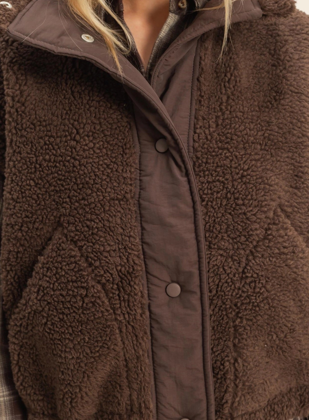 Cozy Sherpa Vest Jacket with Tie-Up Side Details