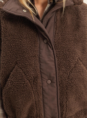 Cozy Sherpa Vest Jacket with Tie-Up Side Details