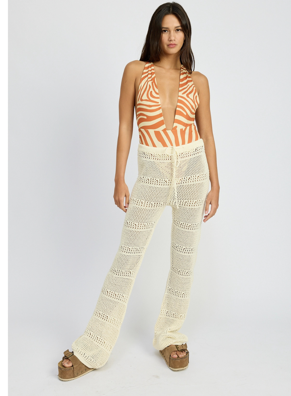 Crochet Cover Up Pants in Cream