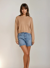 Cropped Long Sleeve Sweater | Taupe