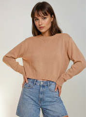 Cropped Long Sleeve Sweater | Taupe