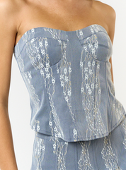 Denim Lace Bustier Tube Top