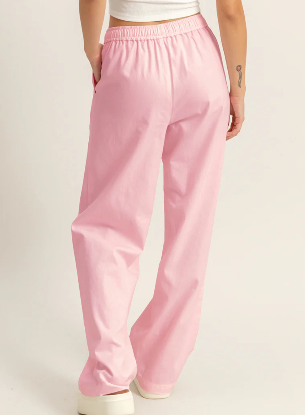 Drawstring Waist Straight Leg Pants