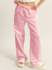 Drawstring Waist Straight Leg Pants