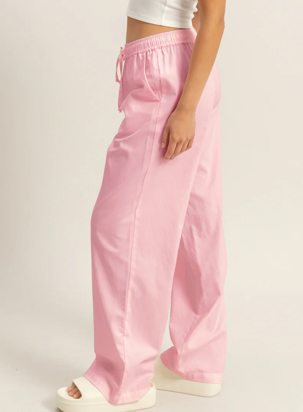 Drawstring Waist Straight Leg Pants