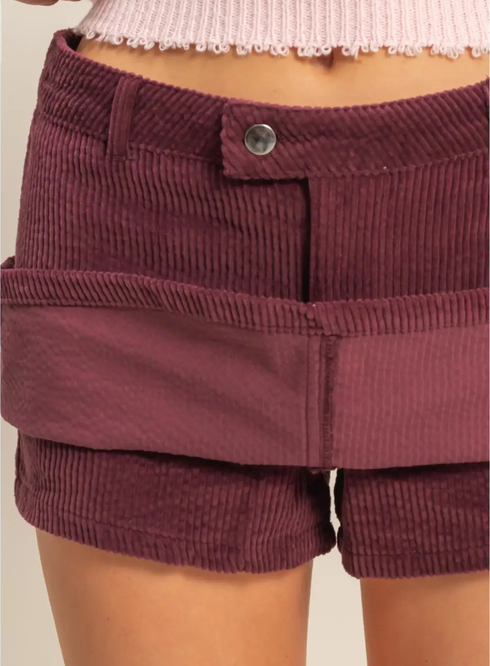 Flirty Corduroy Mid Waist Mini Skort