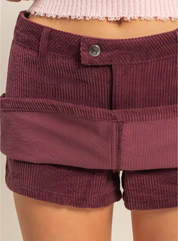 Flirty Corduroy Mid Waist Mini Skort