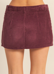 Flirty Corduroy Mid Waist Mini Skort