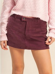 Flirty Corduroy Mid Waist Mini Skort