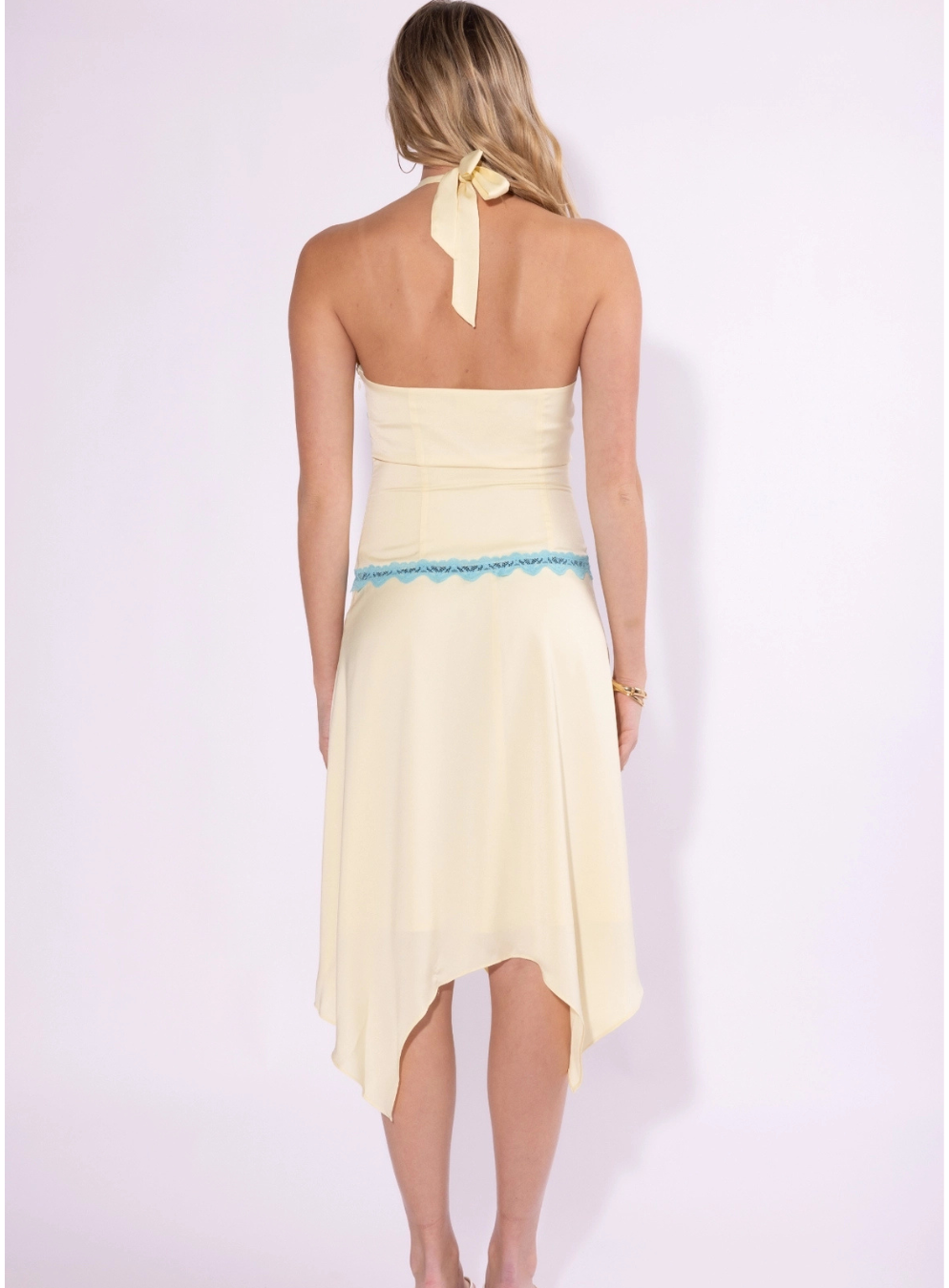 Josie Lace Detail Frill Hem Midi Dress