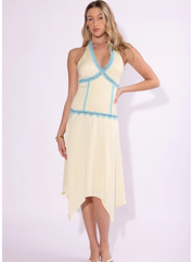 Josie Lace Detail Frill Hem Midi Dress