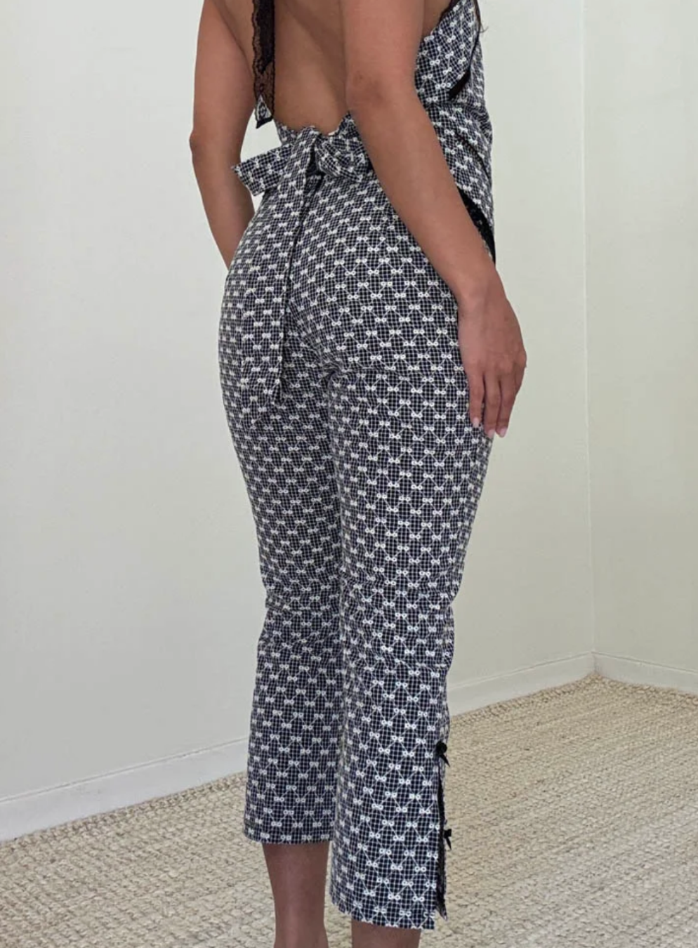 Lace Gingham Capri Pants