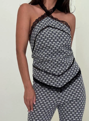 Lace Gingham Halter Top