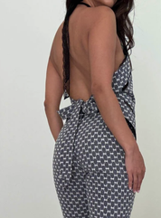 Lace Gingham Halter Top