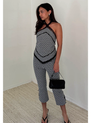 Lace Gingham Halter Top