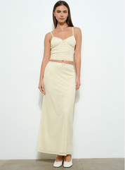 Lace Trim Mesh Long Skirt