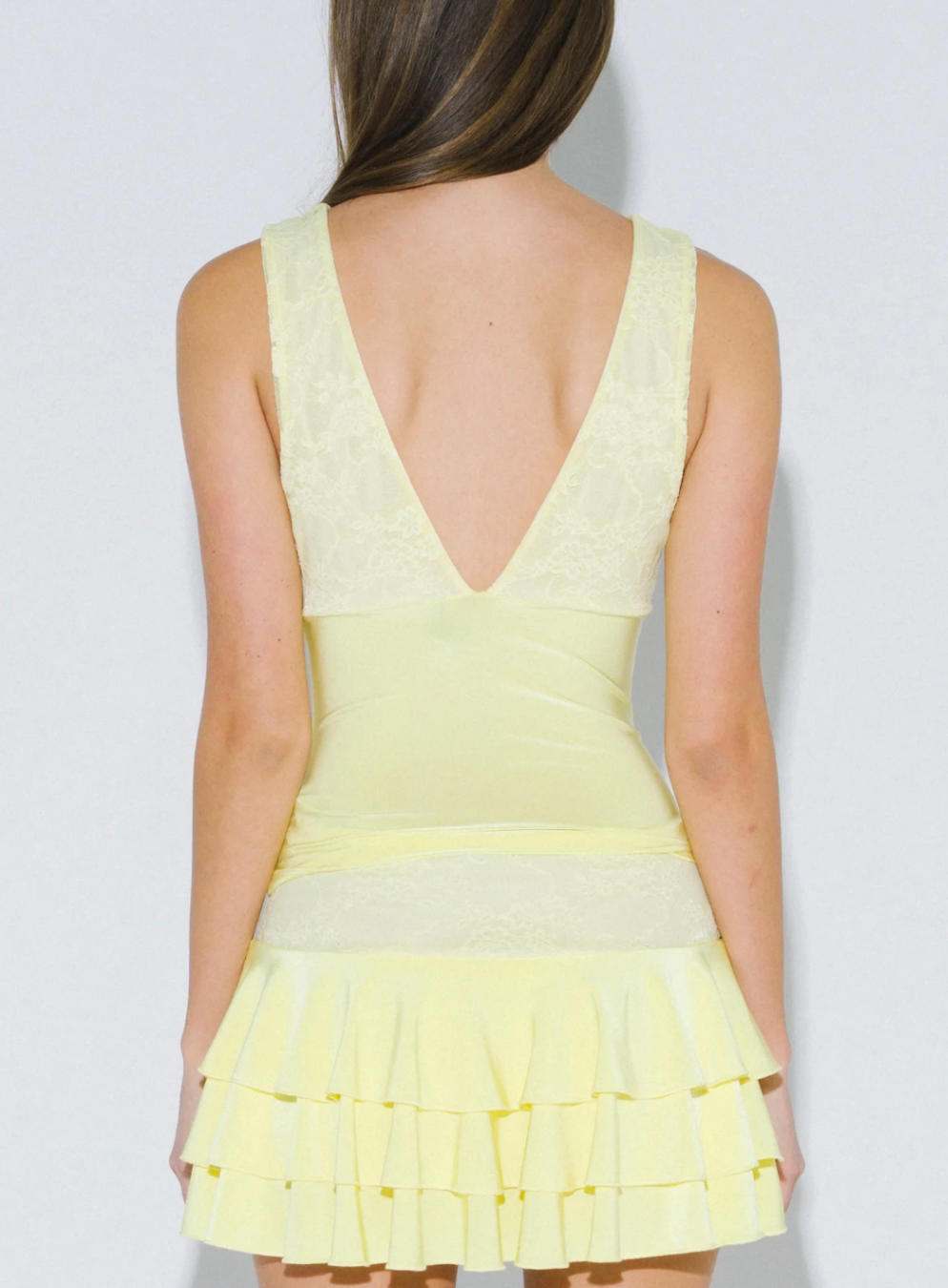 Lanie Lace Plunge Yellow Top