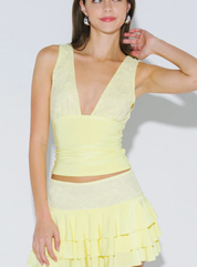 Lanie Lace Plunge Yellow Top