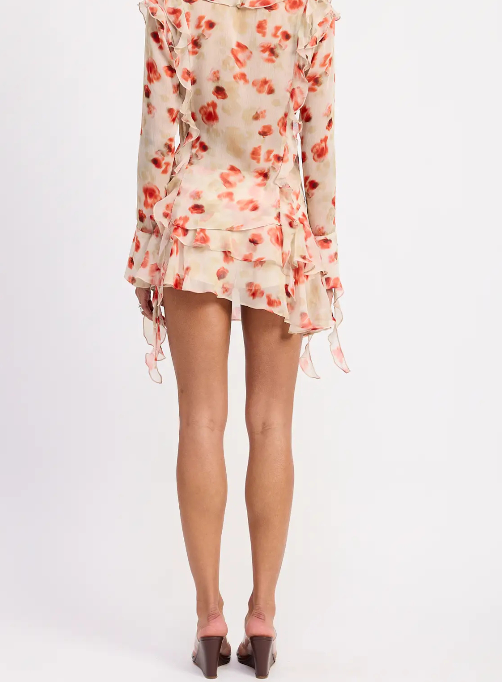 Layered Ruffle Mini Skirt in Sheer Floral Print