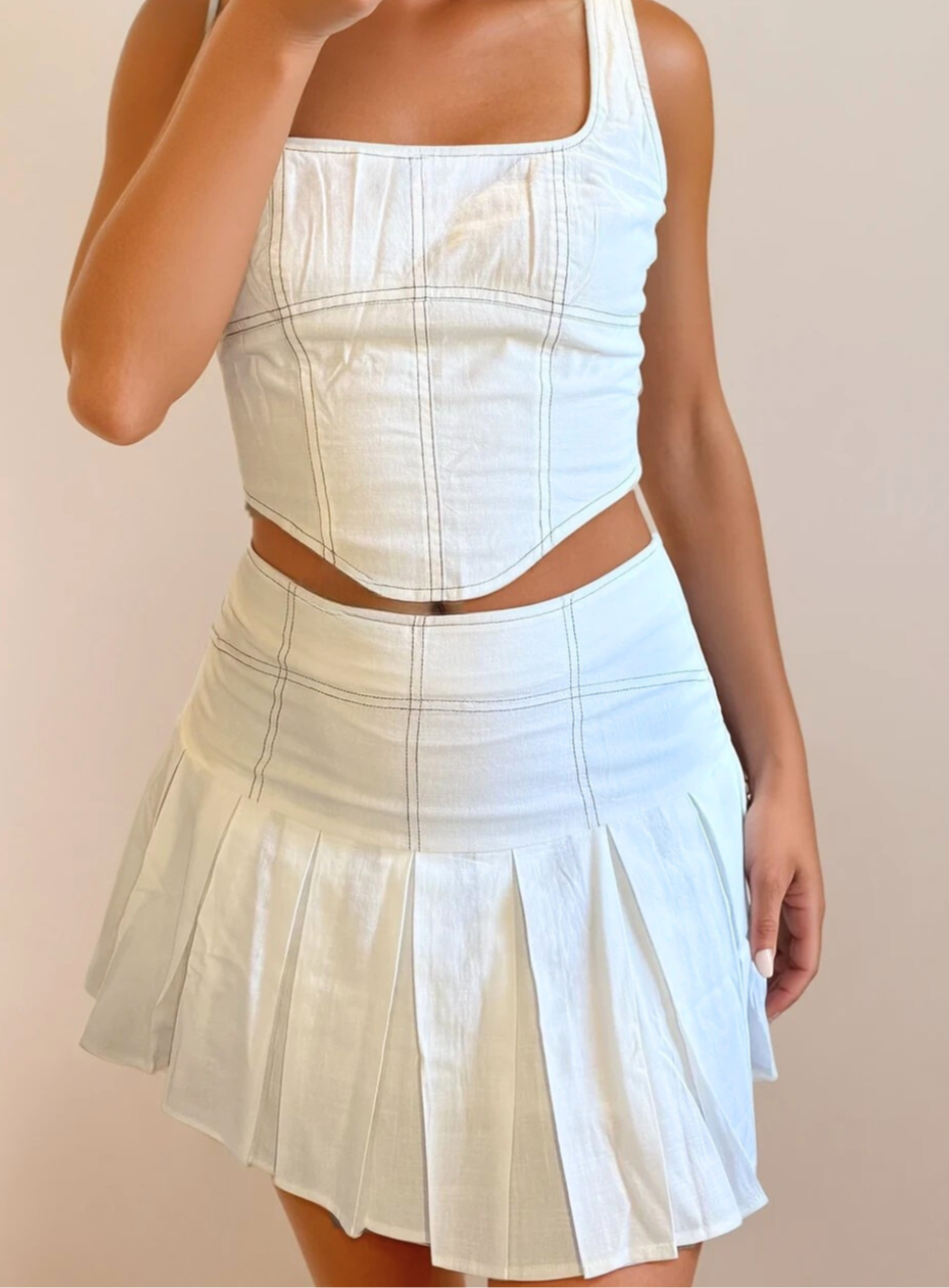 Leni Stitch Pleated Skirt