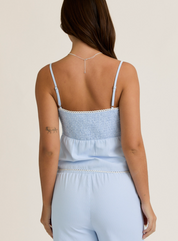 Light Blue-White V-Neck Cami Top