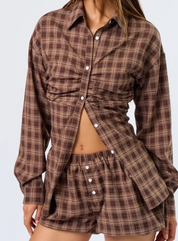 Long Sleeve Plaid Button-Up Top