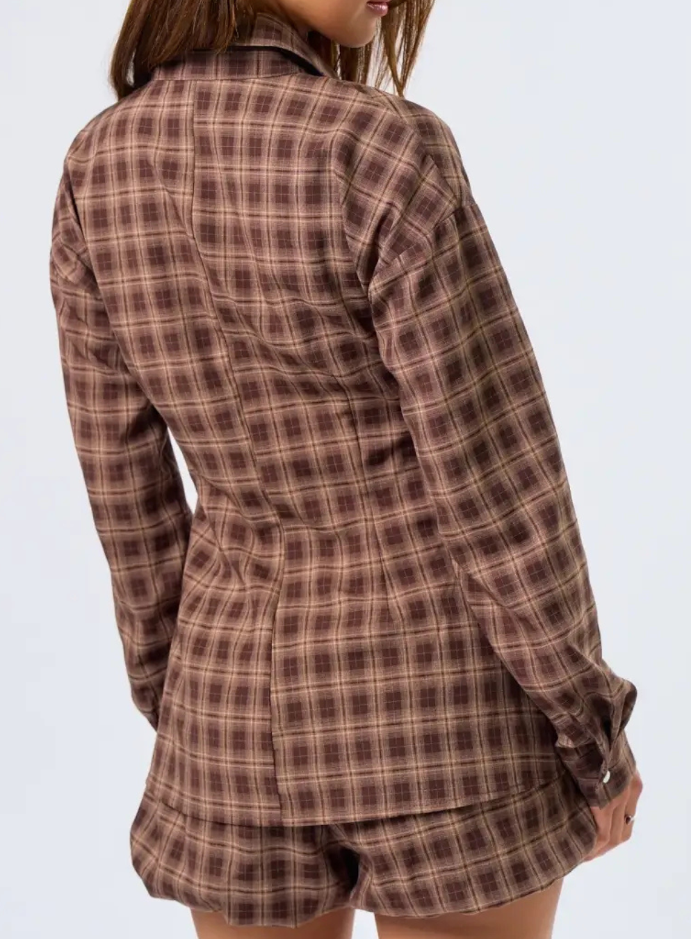 Long Sleeve Plaid Button-Up Top