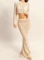 Open Stitch Mermaid Knit Maxi Skirt