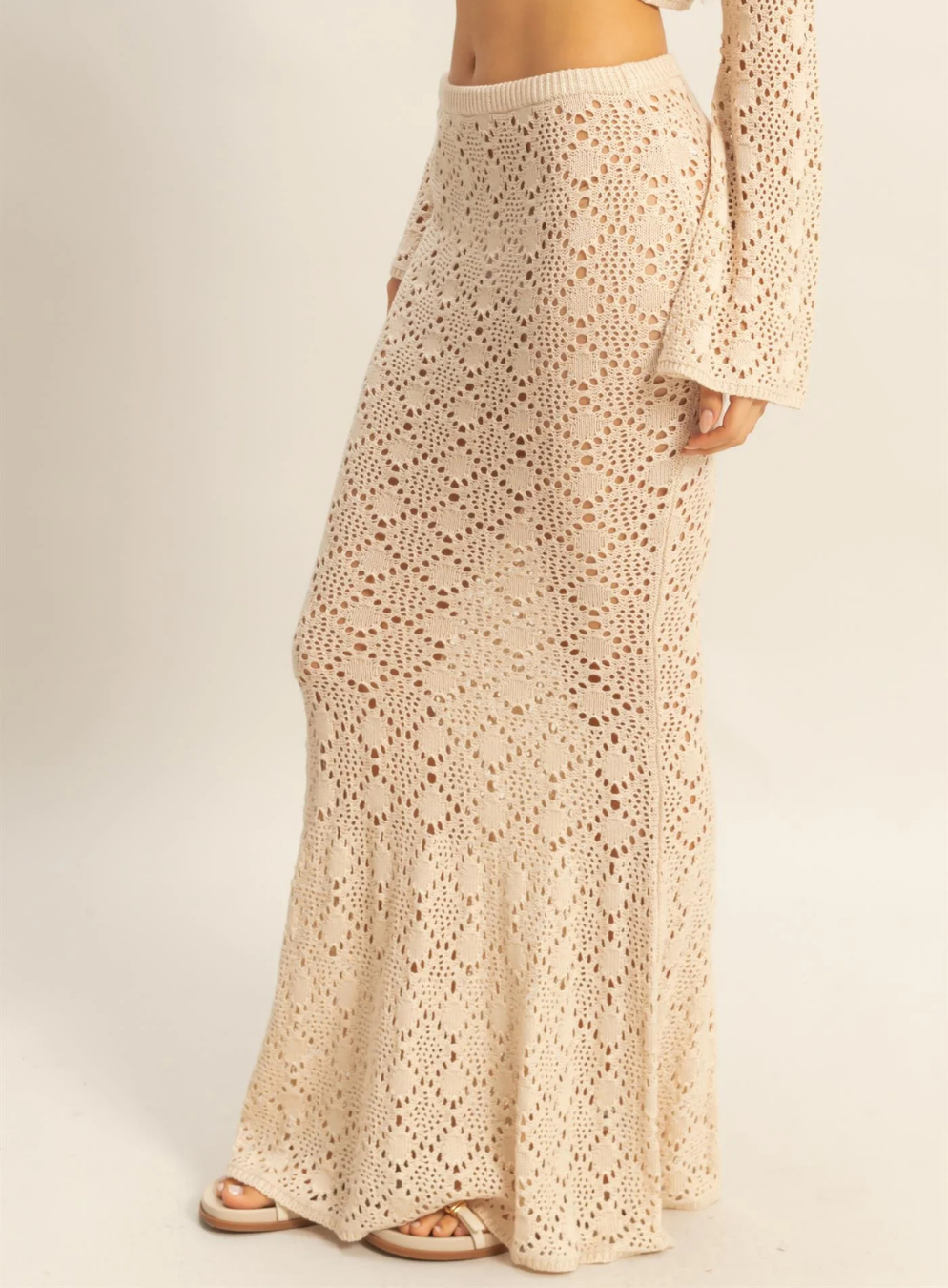 Open Stitch Mermaid Knit Maxi Skirt