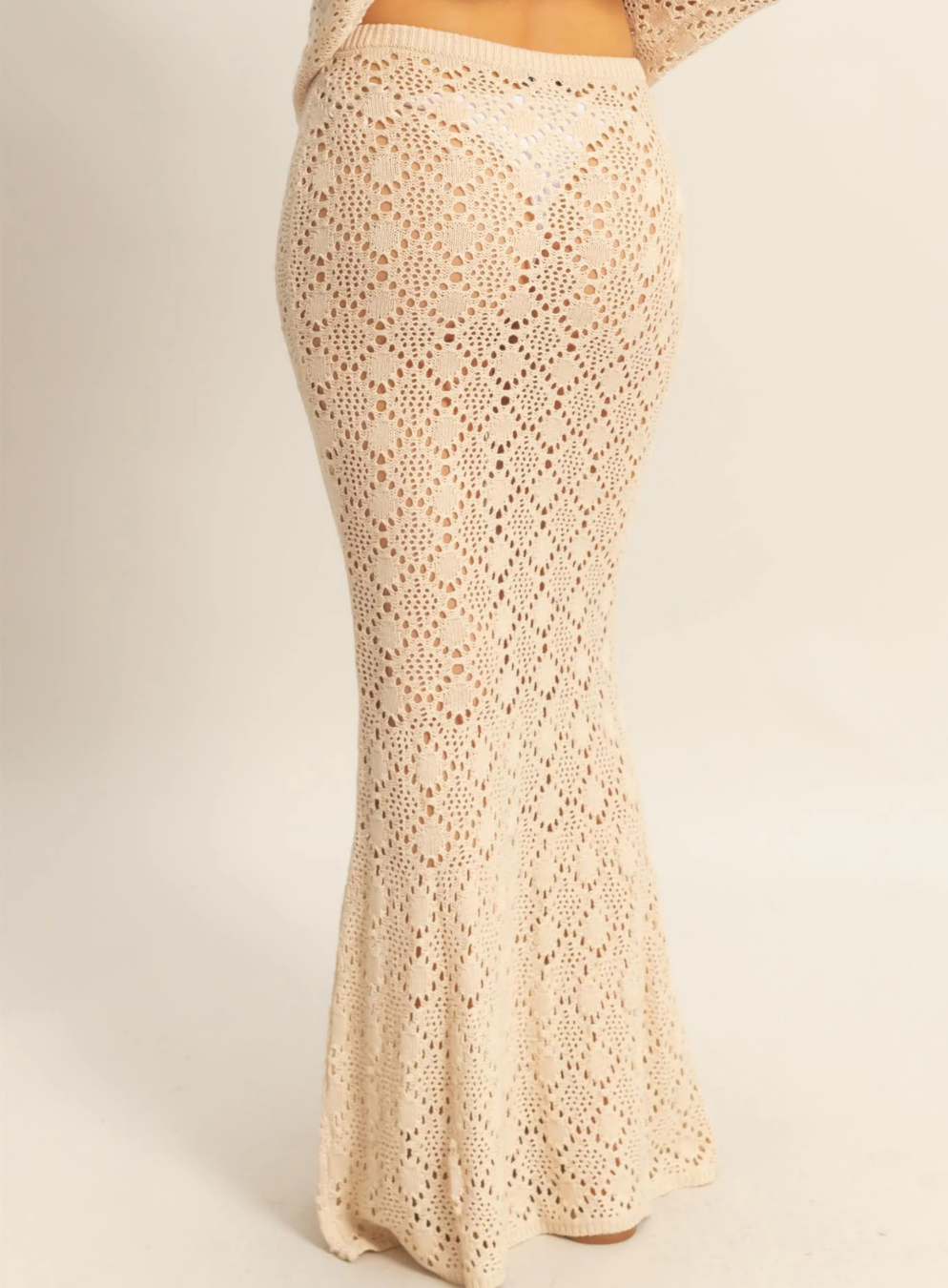 Open Stitch Mermaid Knit Maxi Skirt
