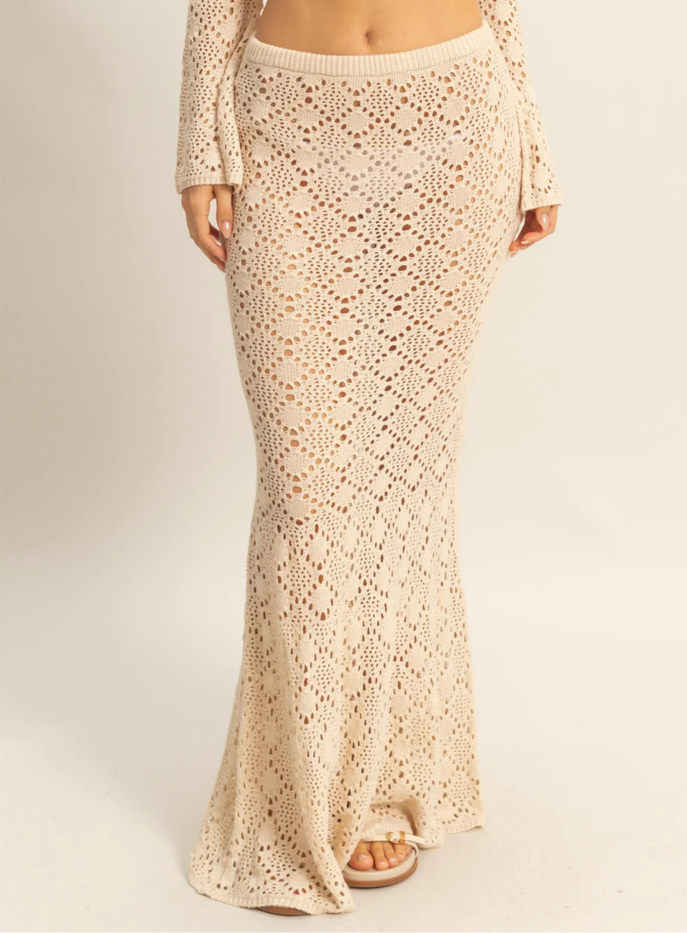 Open Stitch Mermaid Knit Maxi Skirt
