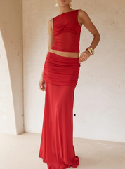 Meila Maxi Skirt - Cherry