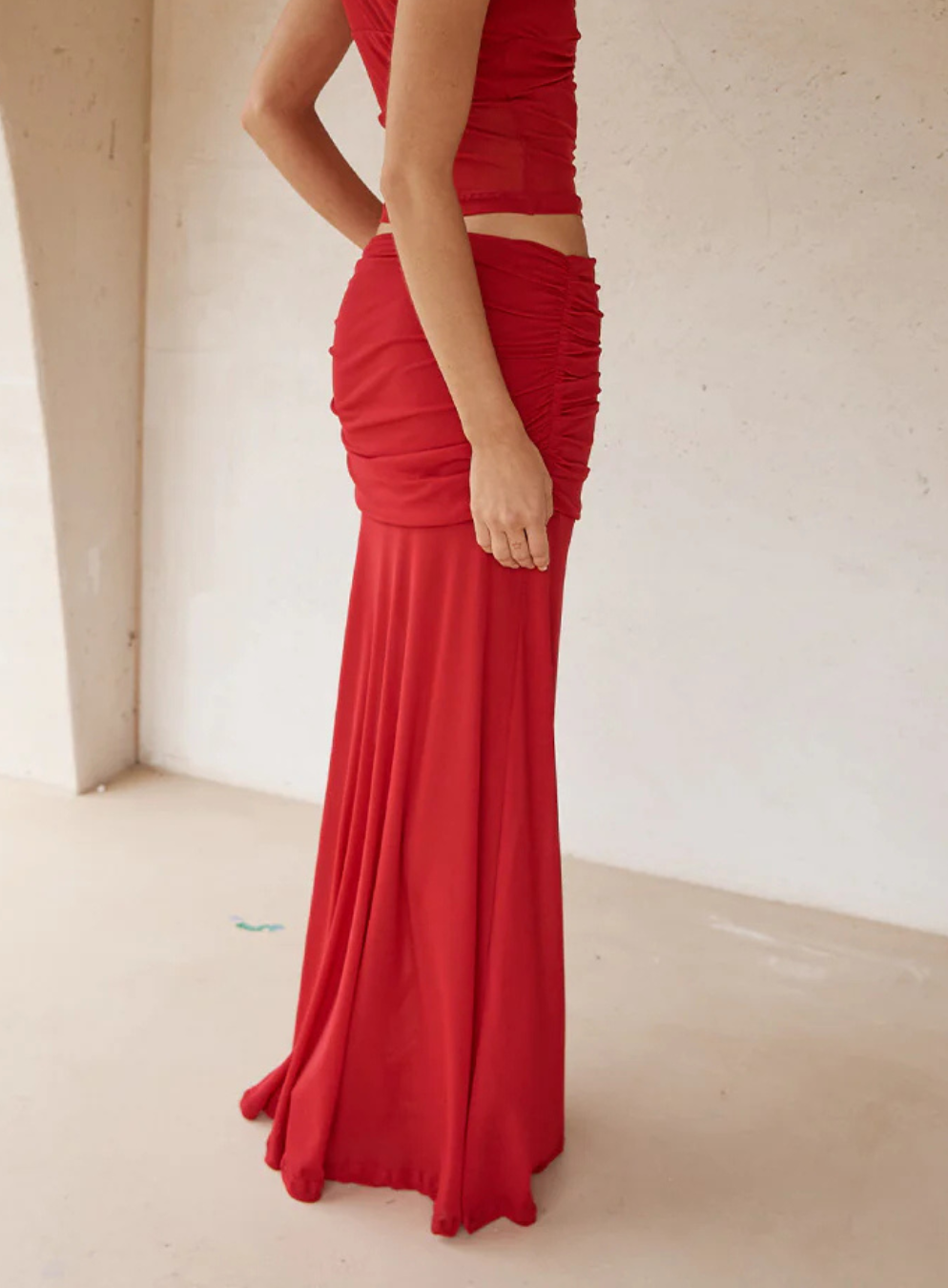 Meila Maxi Skirt - Cherry