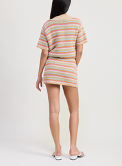 Oversized Crochet Button Up Shirt | Tangerine Multi
