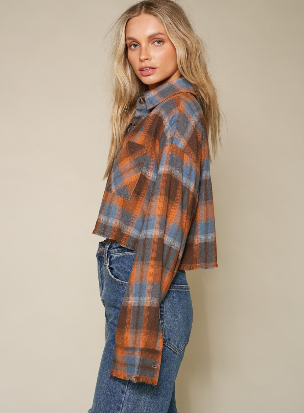 Nancy Burnt Orange Plaid Shirt
